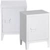 [en.casa] Set di 2 Comodini in Acciaio Coppia di Armadietti in Metallo con Scomparto Chiuso Anta con Grigile di Ventilazione e Chiusura Magnetica - Bianco
