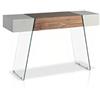 AC ANGEL CERDÁ Ángel Cerdá - Mobile Consolle in Noce e Cristallo con Laterali Laccati - Consolle Moderna per Ingresso in Legno e Cristallo Templato - Design Sofisticato - Resistente e Versatile - 120 x 40 x 73 cm