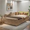 KeepGoon letto singolo 90x200 cm, letto contenitore singolo, letto imbottito, Divano letto con contenitore, letto per bambini, striscia luminosa a LED, velluto, bianco sporco