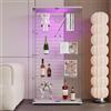 YLSZHY Vetrina a 4 ripiani in vetro con 2 ante, armadio Curio con serratura da 163,8 cm, con luci LED, vetrina da collezione, libreria da pavimento per soggiorno e camera da letto (bianco a 4 ripiani con