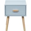 Rebecca Mobili Comodino per Cameretta, Comodino con 1 Cassetto, Celeste Marrone, MDF Pino, per Camera Montessoriana, Stile Scandinavo - Misure HxLxP: 44 x 35 x 35 cm - Art. RE7142