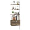 COSTWAY Libreria a Scala 184 cm, Scaffale da Parete a 6 Ripiani con 2 Cassetti e Struttura in Metallo, Ripiano Espositivo Aperto Moderno per Soggiorno Studio Ufficio, 60 x 30 x 184 cm (Naturale)