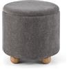 COSTWAY Pouf Contenitore 35 L, Ottomano in Tessuto Ciniglia con Coperchio Rimovibile, Sgabello con Gambe in Legno di Gomma, Portata 150 kg, per Soggiorno e Camera da Letto (Grigio)