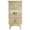 Rebecca Mobili Comodino Stretto, Cassettiera Piccola, 3 Cassetti, Marrone Chiaro Bianco Shabby, Legno Paulownia, Per Camera Bagno - Misure: 65 x 30 x 30 cm (HxLxP) - Art. RE6620