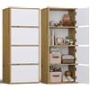 CDF Credenza Alta Armadio 4 Ante 50cm Ripiani Soggiorno Camera Corridoio Ingresso Ufficio Colonna Cassettiera Scaffale Multiuso Salvaspazio Mobile Stretto Dispensa Senza Maniglie Bianco Rovere Artisan