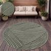 Paco Home Tappeto Cucina Da Esterno Salotto Moderno Balcone Terrazo Motivo Scandinavo Motivo Boho Monocolore, Dimensione:Ø 200 cm tondo, Colore:Verde 2