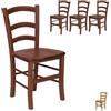 VIRSUS Set 4 Sedie Paesana in Legno Massello, Misura 43x42x86 cm, Sedia Tradizionale Robusta, per Casa, Cucina, Agriturismo, Ristorante, Made in Italy (Noce Scuro)