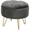 AKORD | Pouf in Velutto CARO | Poggiapiedi | Contenitore per Piccoli Oggetti | Gambe in Metallo | Imbottito | Pouf Decorativo Trapuntata | Per il Soggiorno e la Camera da Letto | Grigio Grafite