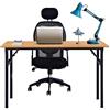 sogesfurniture Tavolo Pieghevole 120x60cm Scrivanie Computer Scrivanie Studio Ufficio Postazioni di Lavoro Tavolo Scrivania PC Moderno in Acciaio Legno, Teak & Nero AC5TB-120-SF