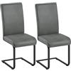 Yaheetech Set 2 Sedie Sala da Pranzo Imbottite Seduta Spessa 10 cm, Sedie Cucina con Schienale Alto, Gambe in Metallo a Forma di U per Uffici, Soggiorni e Salotti, Grigio/Nero