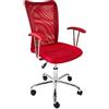 AVANTI TRENDSTORE - Migalli - Sedia da ufficio in tessuto a rete traspirante con braccioli, girevole e su rotelle, altezza regolabile, in diversi colori disponibile,LAP 58x86-96x52cm (Rosso)