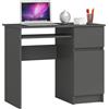 AKORD | Scrivania con Ripiano per Tastiera | Office Desk | Cassetto e Armadietto Sul Lato Destro | Scrittoio per Ufficio | Per Computer PC Laptop | 90x77x50 cm | 30 kg |