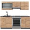 Vicco Cucina componibile R-Line, Rovere dorato/antracite, 200 cm senza piano di lavoro, adatto per l'espansione individuale con moduli aggiuntivi