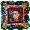 La Casa di Frida Frida con Cornice, Nastro Rosso con Scimmietta, Artigianato Messicano, da Appendere, 9 x 9 (Quadra)