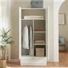 [en.casa] Armadio Guardaroba per Camera da Letto Armadio Chiuso con Ante a Persiana Scomparti Cassetto Asta Appendiabiti 176 x 80 x 52 cm MDF - Bianco