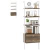 HOMASIS Scaffale a Scala con 4 Ripiani e 2 Cassetti, Libreria da Parete con Dispositivo Anti-Ribaltamento, Scaffale Aperto per Soggiorno, 60 x 30 x 184 cm (Grigio)