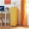[en.casa] Cassettiera in Acciaio con Rotelle Mobile Archivio Schedario 109 x 28 x 41 cm cm Mobile da Ufficio con 8 Cassetti - Giallo