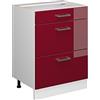 Vicco Mobiletto base per cucina R-Line, Rosso lucido, 60 cm
