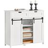 SoBuy Mobile ante scorrevoli credenza 104x93x35cm per ingresso | Madia salvaspazio con 2 cassetti e 3 ripiani regolabili, MDF/PB, carico 50kg, bianco FSB74-W