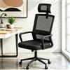 naspaluro Sedia da Ufficio Ergonomica con Supporto Lombare, Poltrona da Ufficio in Rete Traspirante, Regolabile in Altezza di 10 cm, Nero