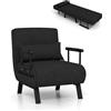 SOARS 4 in 1 Poltrona Letto Singolo, Poltrona Pieghevole con Schienale Reclinabile a 6 Livelli, Divano Letto con Materasso e Cuscino, per Soggiorno e Salotto, 79 x 65 x 79 cm (Nero)