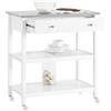 SoBuy Carrello Cucina con Ruote Isola Cucina Salvaspazio Bianca con Piano in Acciaio Inox Mobiletto Cucina con Cassetti Mobile Cucina per Dispensa, Ingresso o Giardino 81x90x45cm FKW47-II-W