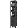 LIFEZEAL Mobile Bagno Salvaspazio, 30x30x145cm, Alto, Stretto, Moderno, Colonna Bagno, con 2 Cassetti con Posizione Regolabile, 3 Ripiani, Armadio, Credenza Cucina, Dispensa, Portaoggetti (nero)