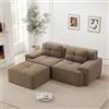 Bladez Boneless - Divano angolare modulare a forma di L, divano Cloud Loveseat con seduta profonda e sgabello, divano letto senza montaggio, ampie bracciole, base antiscivolo, per soggiorno (Marrone