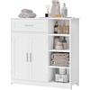 EUGAD Mobile da Bagno Indipendente con 2 Ante 1 Cassetto 4 Ripiani Aperti, Regolabili in Altezza, Unità di Stoccaggio per Corridoio, Credenza da Cucina, 80x30x80,5 cm, Bianco