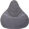 Loft 25 Poltrona a sacco per adulti, con schienale alto, in tessuto di velluto a coste, per interni, soggiorno, gioco, fodera interna, design ergonomico per il supporto del corpo (pouf, carbone)
