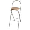 Generic 1 Pezzi 24 Pollici Sgabello da Bar Pieghevole con Schienale, Altezza Seduta 60cm,Salvaspazio Impilabile Sedia da Cucina (Color : Natural, Size : 60cm/24inch)