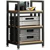 TDQWLY mobile stereo hi fi rack hifi Armadietto moderno per sistema rack stereo a 3/4 livelli con ripiano in legno regolabile, spazio per riporre componenti stereo di intrattenimento/giradischi/ricevitore/ap