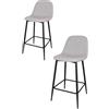 KEKOHOME Set 2 sgabelli SOLE gambe in acciaio nero opaco, tessuto grigio chiaro