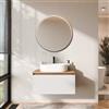 Planetmöbel Arisa - Set di mobili da bagno con mobiletto da 80 cm, colore oro rovere bianco (scanalato) con specchio Veluna, lavandino da 55 cm, colore: Bianco