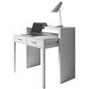 EGLEMTEK Tavolo Scrivania Consolle Allungabile Salvaspazio Estensibile 2 Cassetti 2 Ripiani 98,5 x 87,5 x 36 cm Colore Bianco