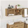 HaoChrymec Mobile Da Bagno Pensile In Rovere, Legno Ingenerizzato, Design Salvaspazio Con Anta A Molla, Armadietto Medicinali E Pensile Sospeso, Adatto Per Bagno Cucina Soggiorno, 100x25x40 Cm