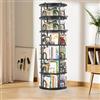 KEPMOGOH Libreria girevole a 360 gradi, libreria in legno, da pavimento, per camera da letto, cameretta dei bambini, soggiorno, nero (A, 6 livelli)