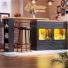 Ligterra Tavolo da bar allungabile con spazio di archiviazione, tavolo alto da cucina, bancone girevole a 360°, 4 cassetti, mensola snack con LED, per soggiorno, sala da pranzo, 135-203 x 39 x 92,9 cm