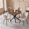 JZGORC Set Tavolo e Sedie da Pranzo Nordico, Tavolo da Pranzo Rotondo da 100 cm con Venature del Legno Chiaro + Set di 4 Sedie da Pranzo in Lino Kaki con Gambe in Metallo
