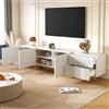 VIVCA Mobile TV 190 x 35 x 45 cm, 3 ante, 2 cassetti, bianco con oro e venature del legno