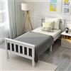 SACOOL Letto in legno massello 90 x 200 cm, letto singolo con rete a doghe con testiera in legno massello, per ragazzi e ragazzi, in legno di pino massiccio, bianco