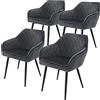 ML DESIGN modern living ML-Design Set di 4 Sedie da Sala da Pranzo con Braccioli e Schienale Rivestimento in Velluto Antracite Sedia da Cucina Imbottita con Gambe in Acciaio Poltrona per Soggiorno Salotto Design Elegante