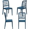 REDÒKASA Set 4 sedie in polipropilene MEDEA, MADE IN ITALY, impilabile, idrorepellente, resistenza raggi UV, design moderno per sala da pranzo, cucina, sala d'attesa, bar, ristoranti, giardino (Petrolio, 4)