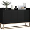 BPKADHY Credenza Larga 120 cm, Credenza con Piano di Lavoro, 4 Ante e Ripiani Regolabili, Buffet da Cucina per Cucina, Soggiorno, Sala da Pranzo, 120 x 30 x 80 cm, Colore Nero