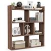 GIANTEX Libreria Geometrica a 7 Cubi, Scaffale di Stoccaggio in Legno, 80 x 20 x 90 cm, con Kit Antiribaltamento, Scaffale da Terra per Soggiorno, Studio, Camera da Letto (Noce)