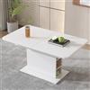 YuQozii Tavolo da pranzo rettangolare in ferro bianco, moderno, semplice, allungabile, misura L110/130B70/H75, con spazio di archiviazione, perfetto per caffè e tempo libero