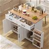 Huayz isola cucina con piano ribaltabile, carrello da cucina su 5 ruote, con ripiano e 2 cassetti, per sala da pranzo 129×71×91,5cm (Bianco)