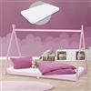 ML DESIGN modern living ML-Design Letto Montessori Tipi per Bambini 90 x 200 cm Rosa, in Legno di Pino Massiccio, con Rete a Doghe e Materasso da 16 cm in Schiuma Fredda, Lettino Basso a Tenda Indiana per Cameretta