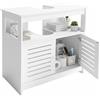 Baroni Home Mobile Sottolavabo con 2 Ante a Persiana, Armadietto Bagno Bianco Salvaspazio per Lavandino con Spazio per Sifone, in Plastic Wood, 30x60x60 cm
