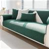 Treer Copridivano Antiscivolo Tessuto di Lino, Stile Semplice Copridivani Morbido 1 2 3 4 Posti Fodera per Divano Angolare/Forma di L Universali Moderno Copertura Divano (90x180cm,Verde Scuro)